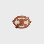 CROSSBODY OVAL PURSE CUIR TRIOMPHE IN TEXTILE AND CALFSKIN NATURAL / TAN - Image 3